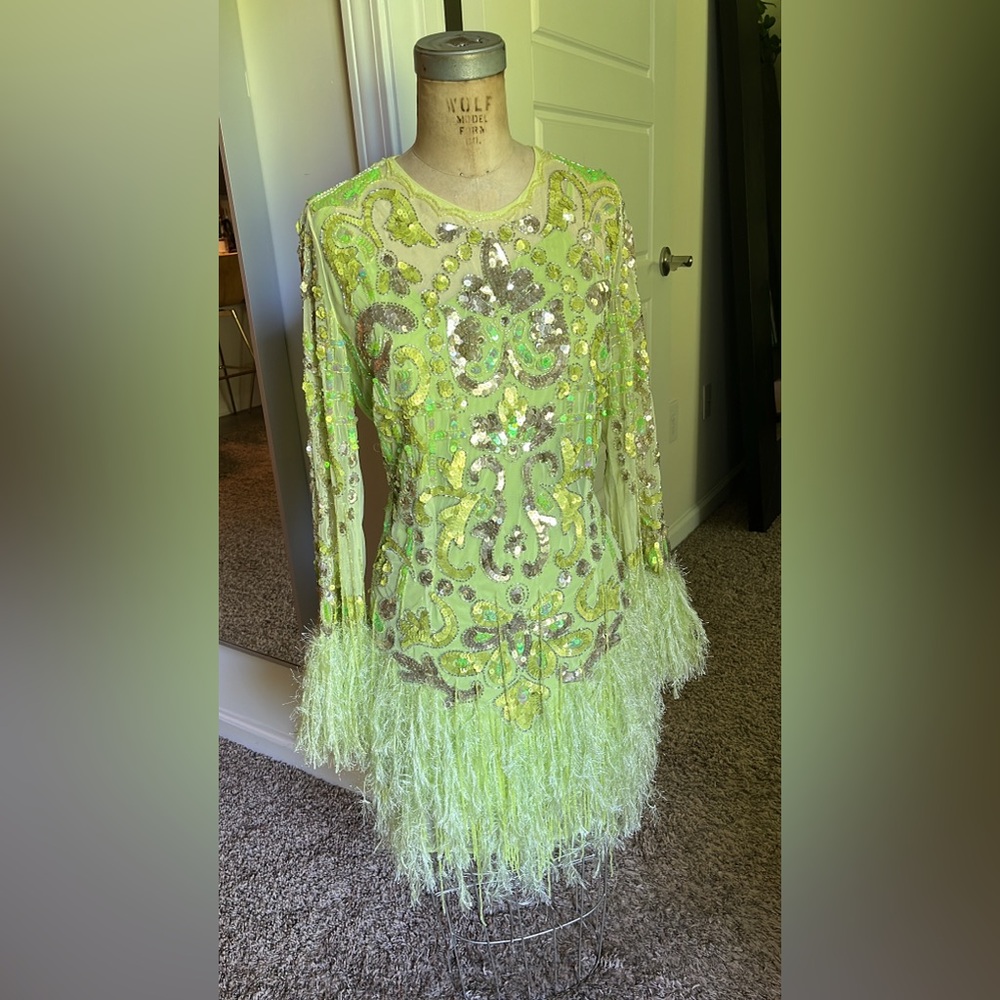 ASOS Long Sleeve Green Sequin Dress